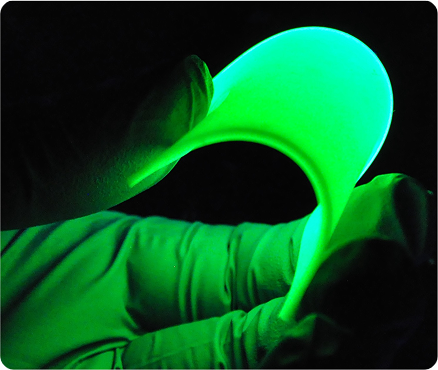 Flexible glowing material sheet
